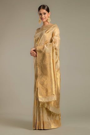 Golden Colour Tissue Silk Saree