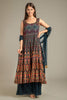Navy Colour Georgette Anarkali Gharara Suit.