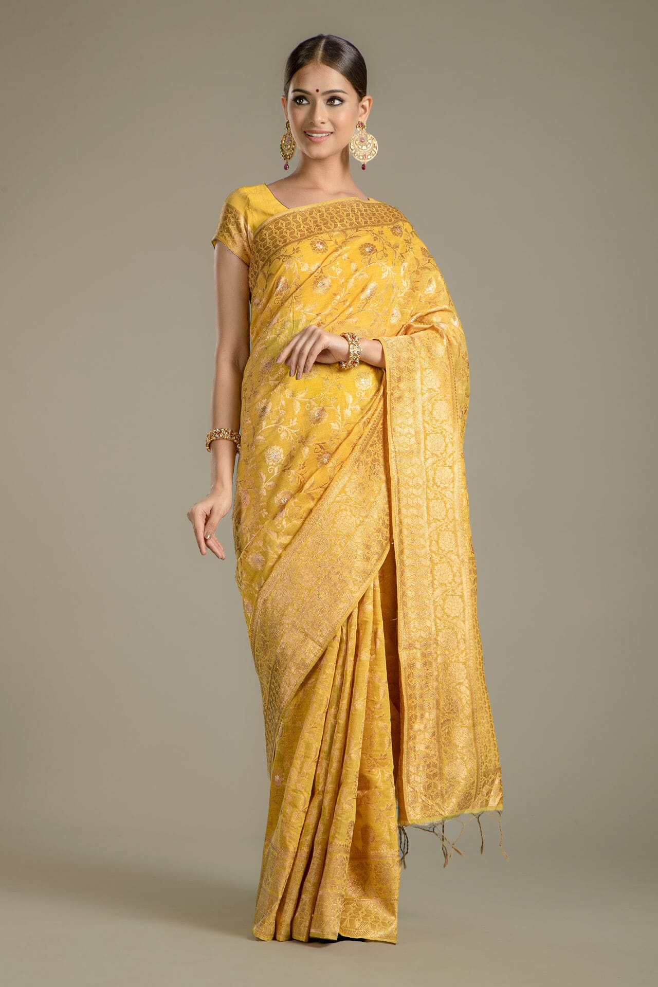 Yellow Chanderi Silk Saree.