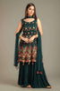 Bottle Green Georgette Peplum Gharara Suit.