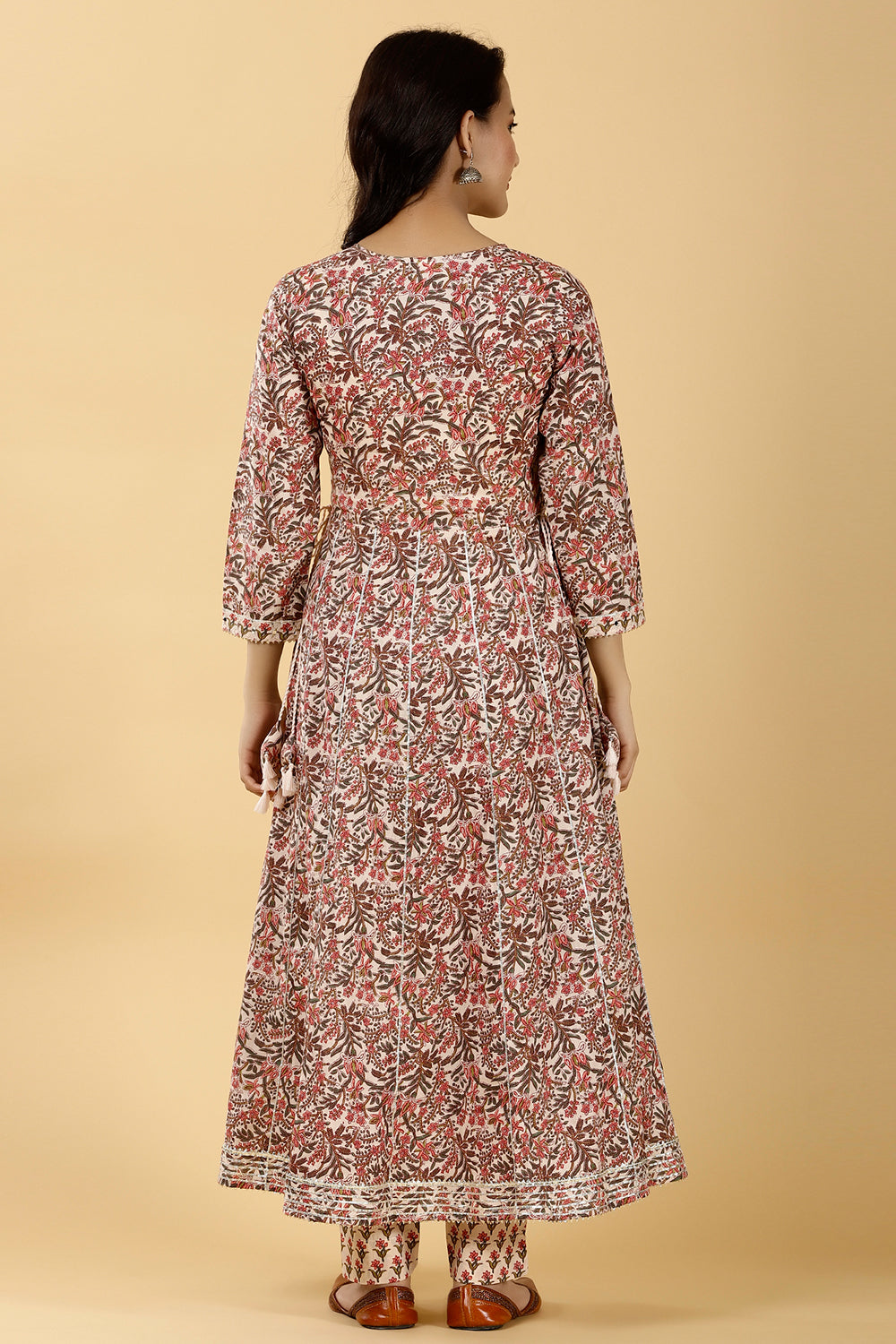 Beige Color Cotton Printed Suit