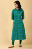 Teal & Green Color Printed Cotton Long Kurti.