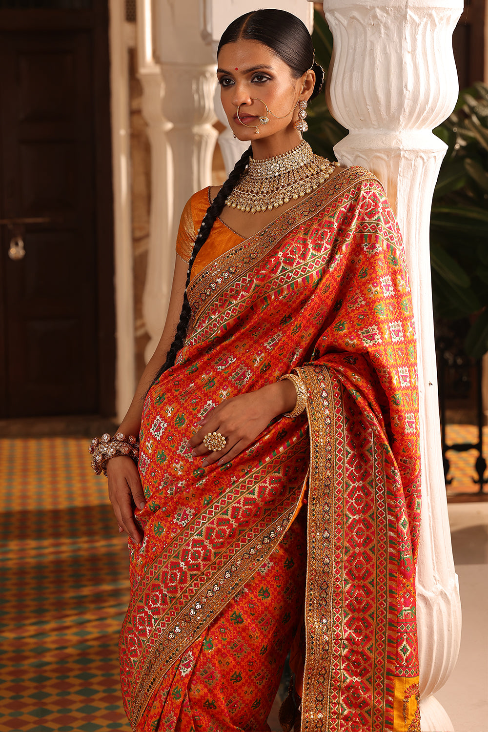 Multi-Color Swaroski Work Woven Silk Saree