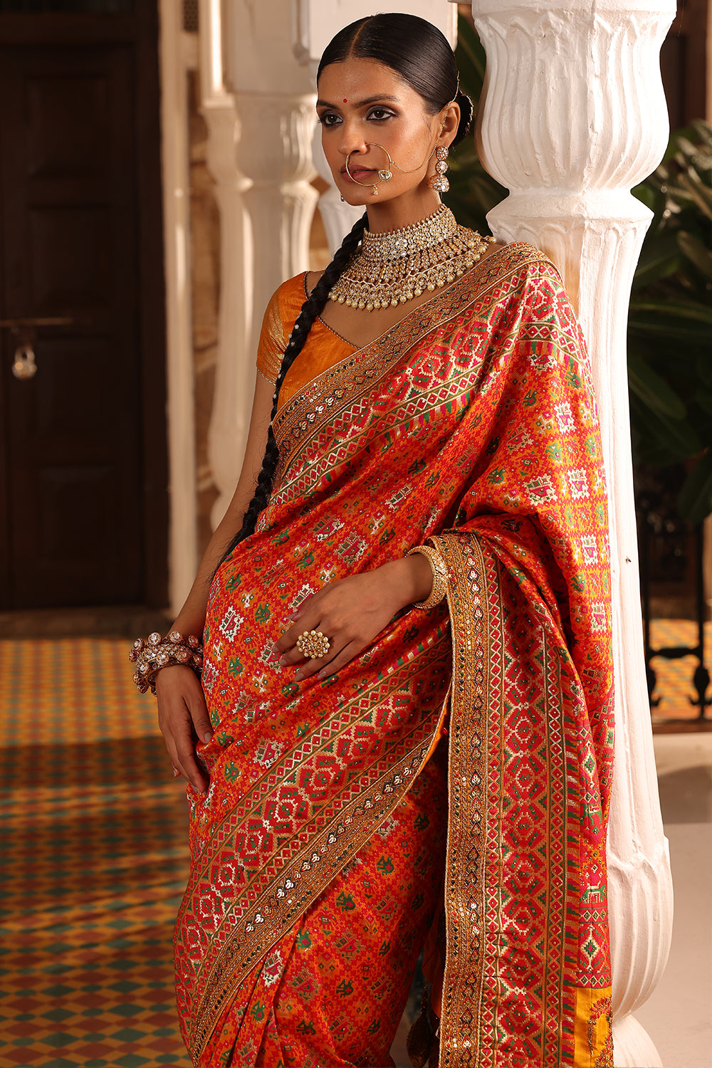 Multi-Color Swaroski Work Woven Silk Saree