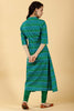 Teal & Green Color Printed Cotton Long Kurti.