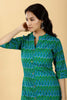 Teal & Green Color Printed Cotton Long Kurti.