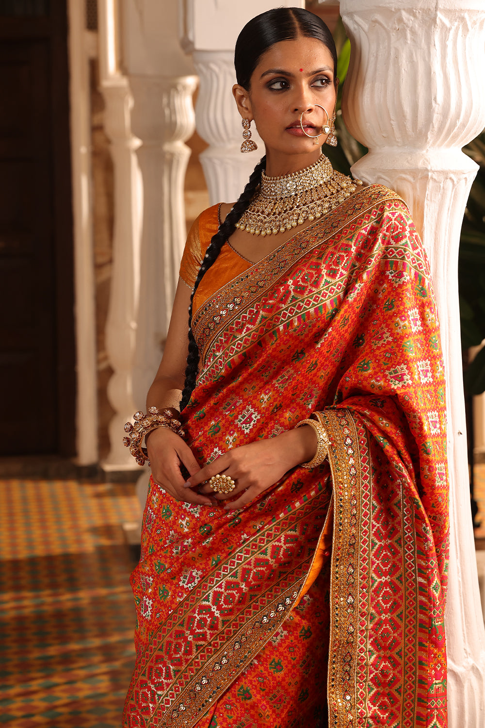 Multi-Color Swaroski Work Woven Silk Saree