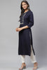 Navy Color Cotton Embroidery Kurta