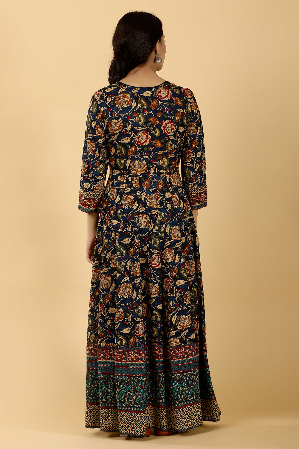 Navy Color Cotton Printed Anarkali Kurti
