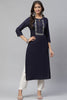 Navy Color Cotton Embroidery Kurta