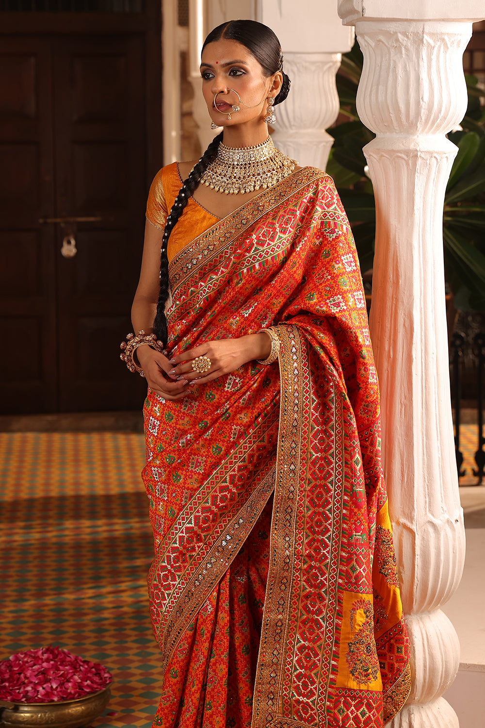 Multi-Color Swaroski Work Woven Silk Saree