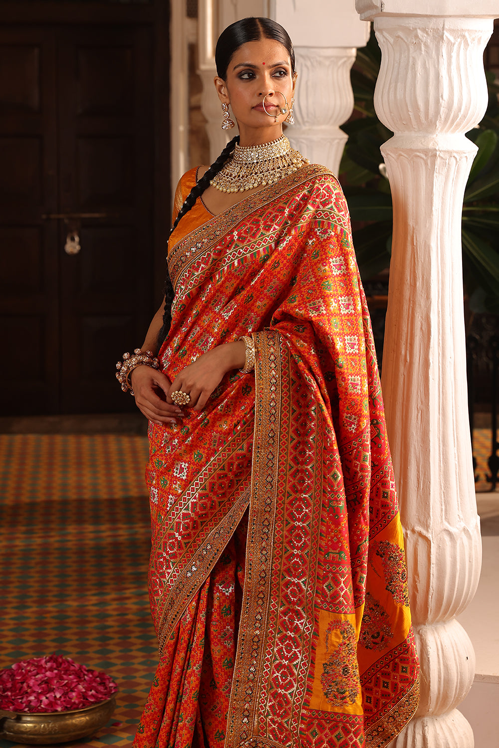 Multi-Color Swaroski Work Woven Silk Saree