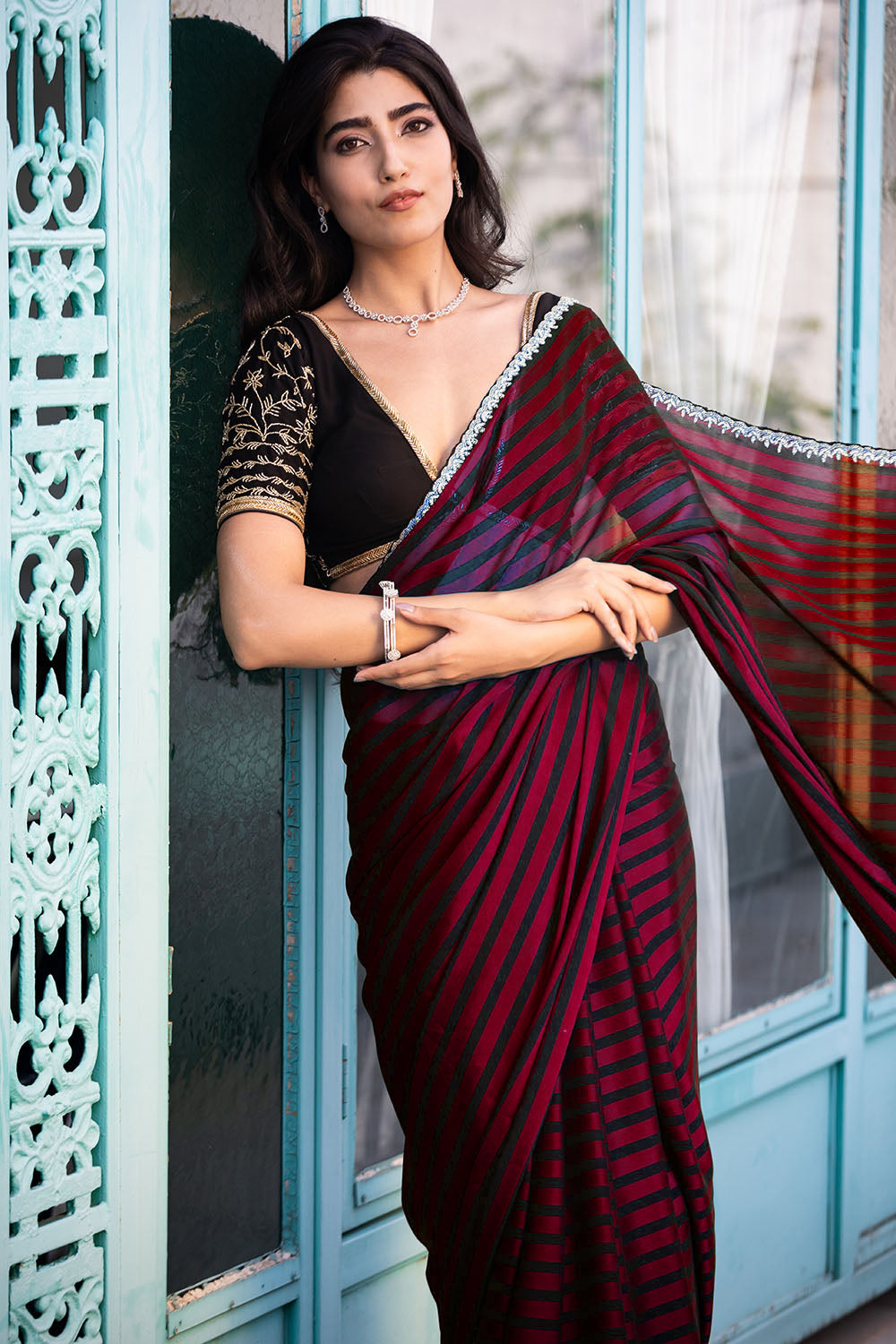 Maroon Color Georgette Saree