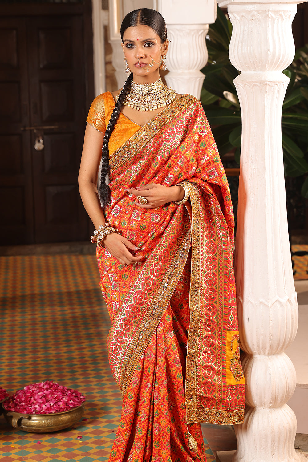 Multi-Color Swaroski Work Woven Silk Saree