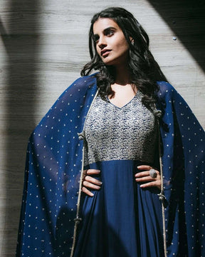 Blue Georgette Anarkali Suit