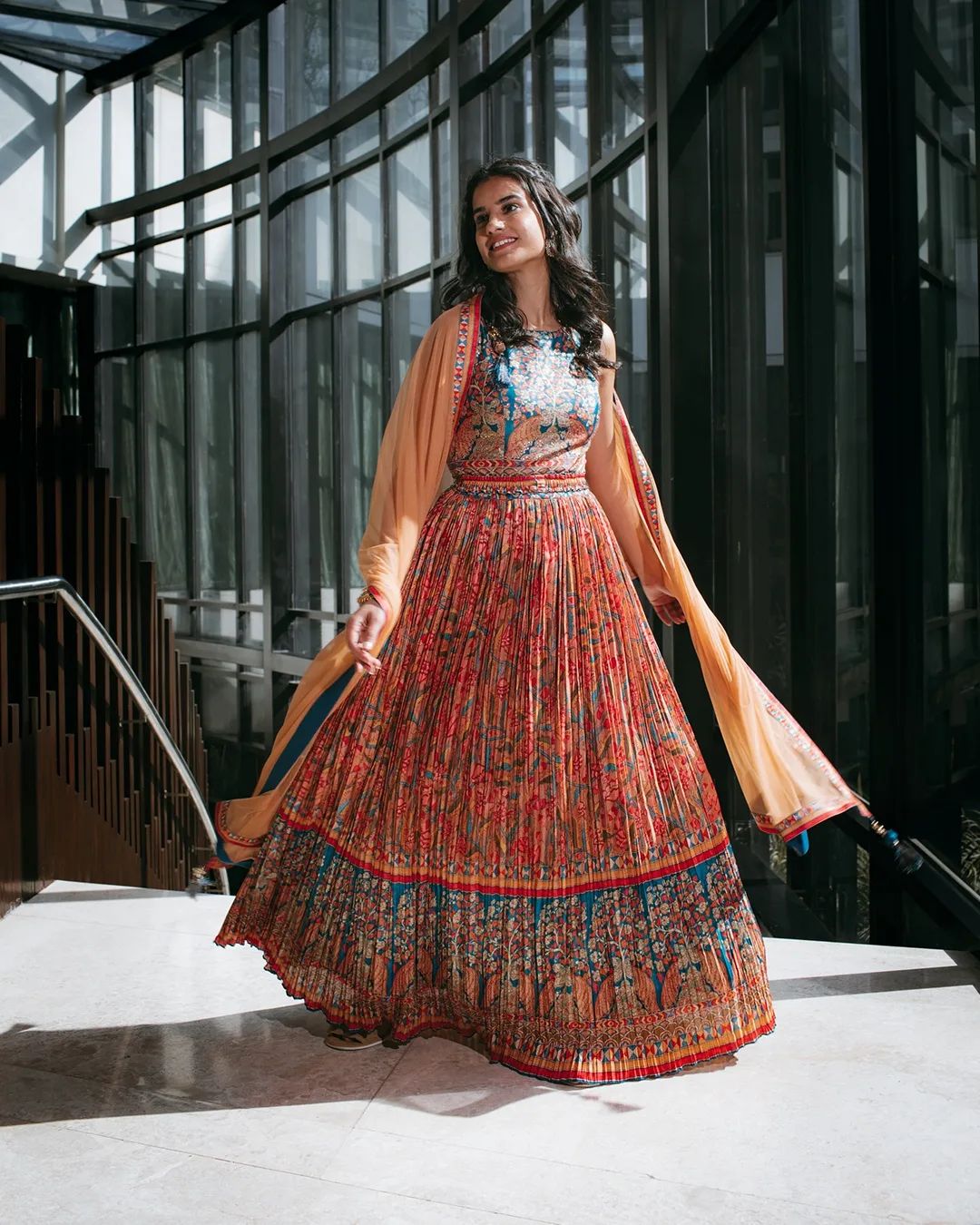 Multi Colour Floral Printed Anarkali Suit.