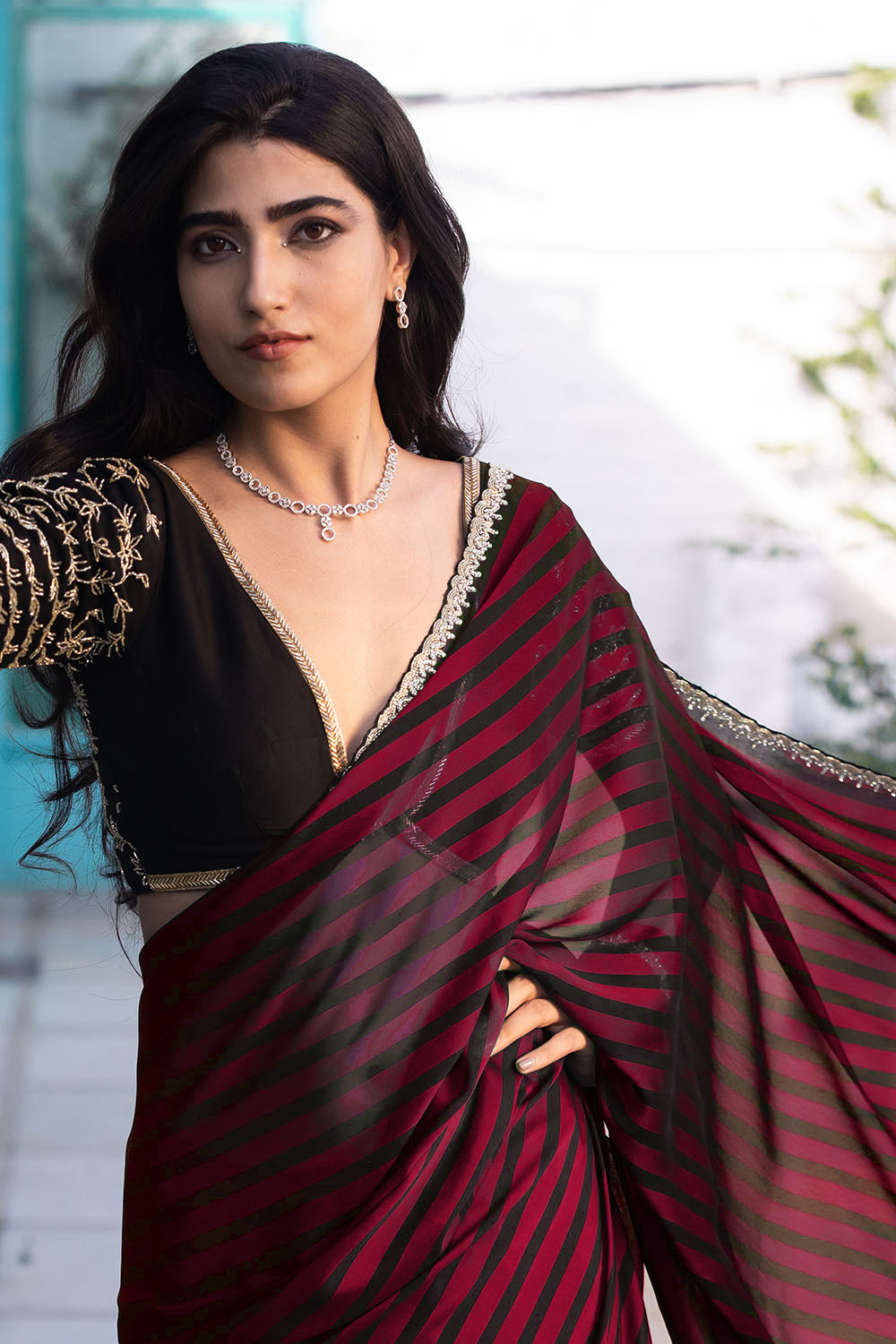 Maroon Color Georgette Saree