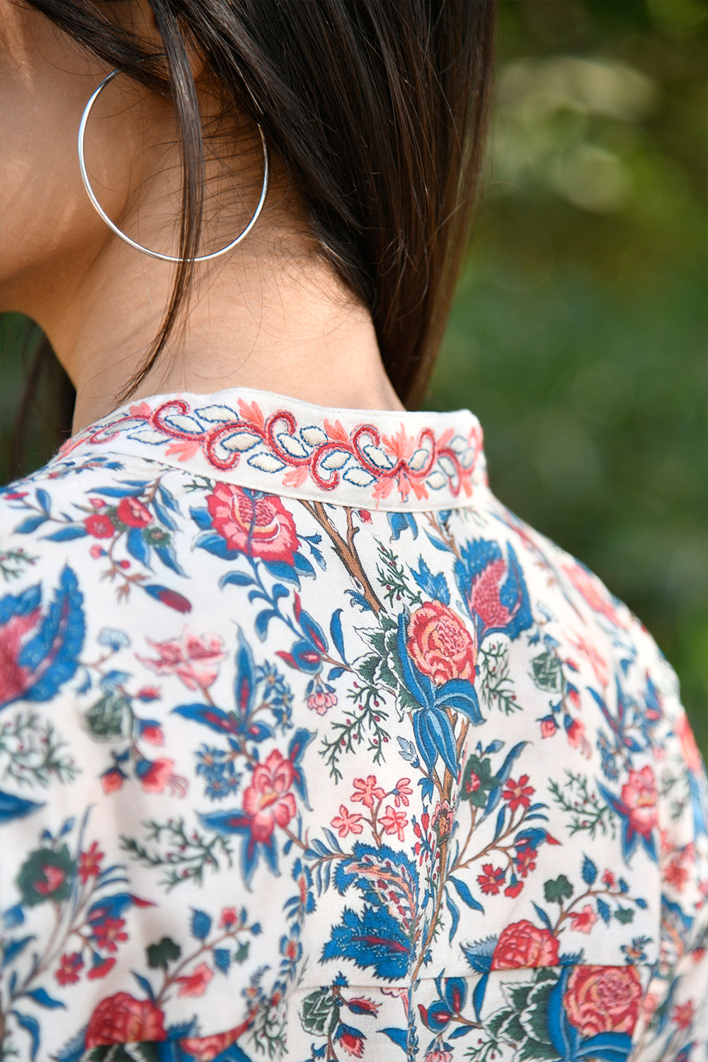 Beige Colour Cotton Printed Peonies Dress