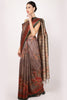 Brown Colour Printed Tussar Silk Saree.