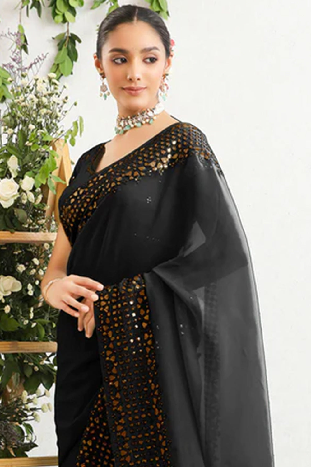 Black Color Georgette Saree.