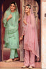Sea Green Color Net Embroidered Silk Unstitched Suit Material with Embellished Dupatta