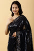 Navy Blue Colour Embroidered Georgette Saree