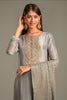 Grey Embroidered Silk Suit Set