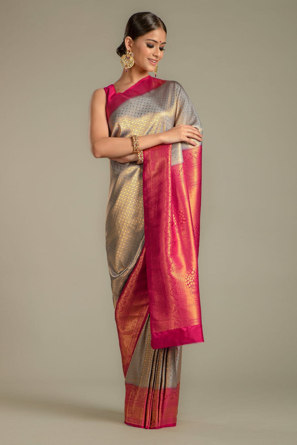 Grey Colour Silk Saree.