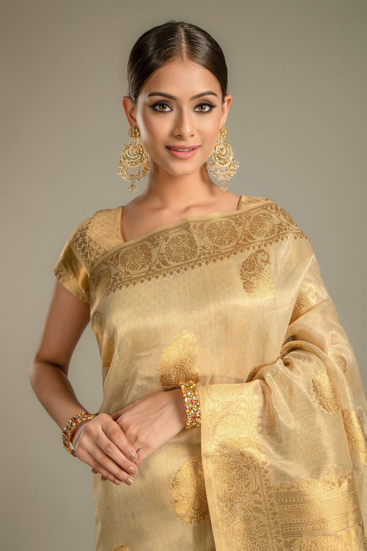 Golden Colour Tissue Silk Saree