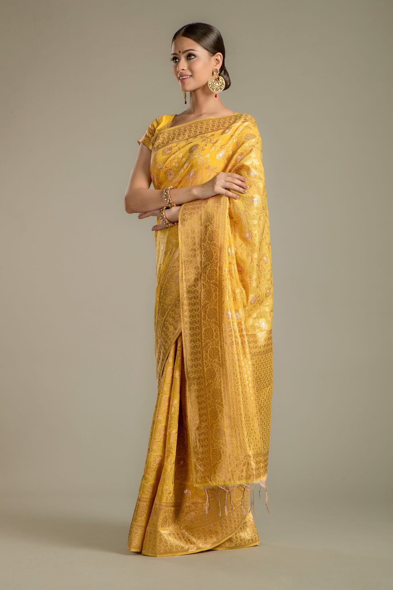 Yellow Chanderi Silk Saree.