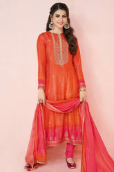 Orange Crepe Silk Suit Material