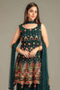 Bottle Green Georgette Peplum Gharara Suit.