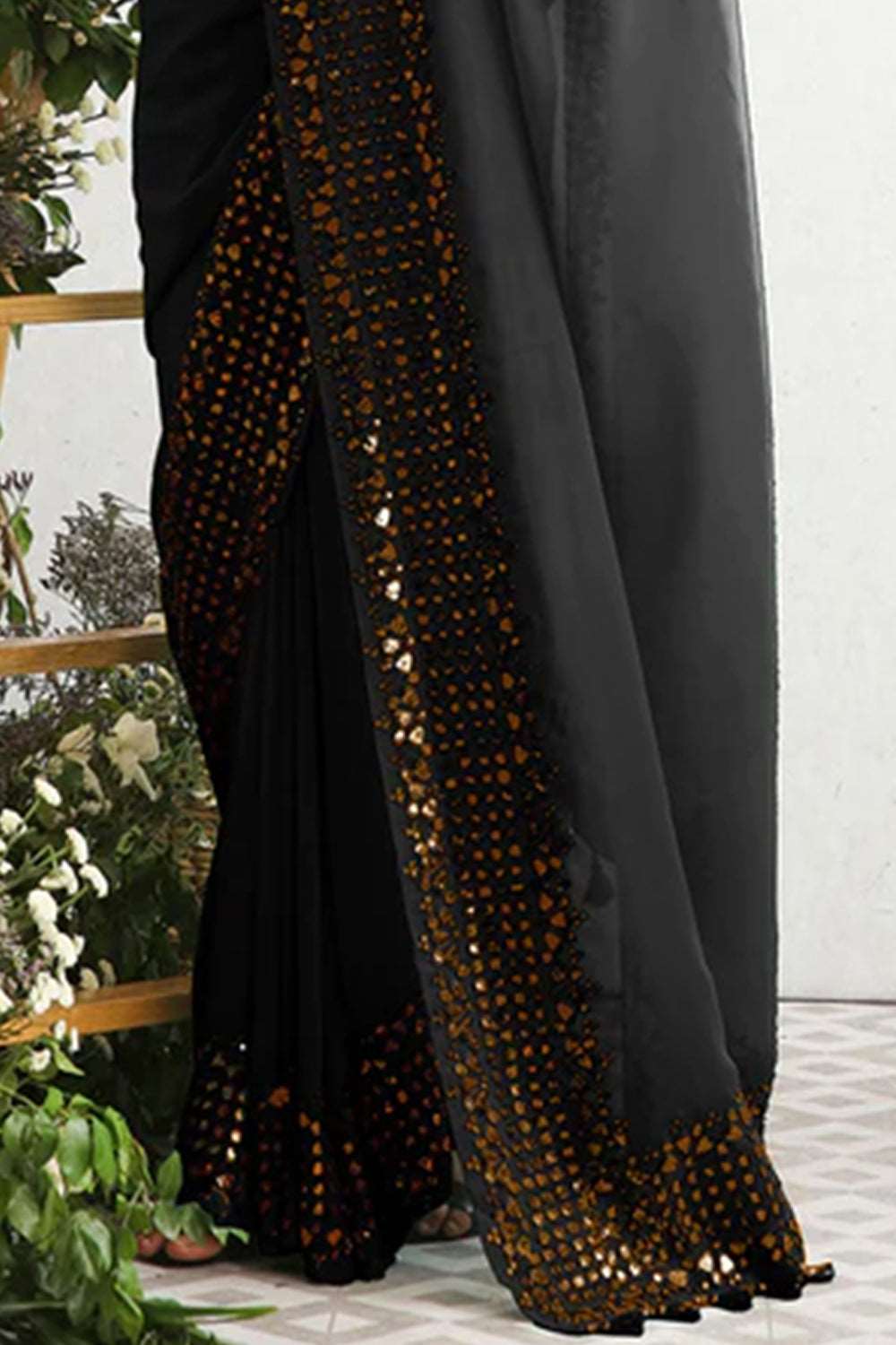 Black Color Georgette Saree.