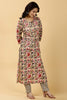 Cream Color Cotton Printed Kurti & Pant Set