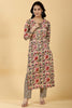 Cream Color Cotton Printed Kurti & Pant Set