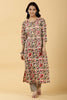 Cream Color Cotton Printed Kurti & Pant Set