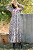 Beige Colour Cotton Printed Peonies Dress