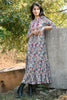 Beige Colour Cotton Printed Peonies Dress