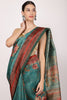 Teal Colour Printed Tussar Silk Saree.