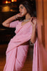 Pink Colour Thread Work Saree.