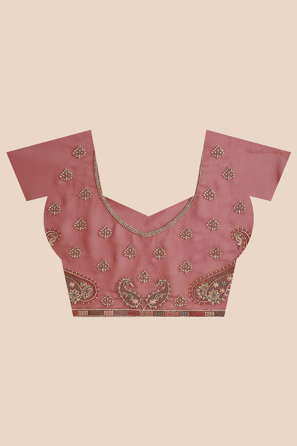 Rust Color Embroidered Saree