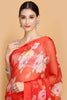 Red Chiffon Printed Saree.