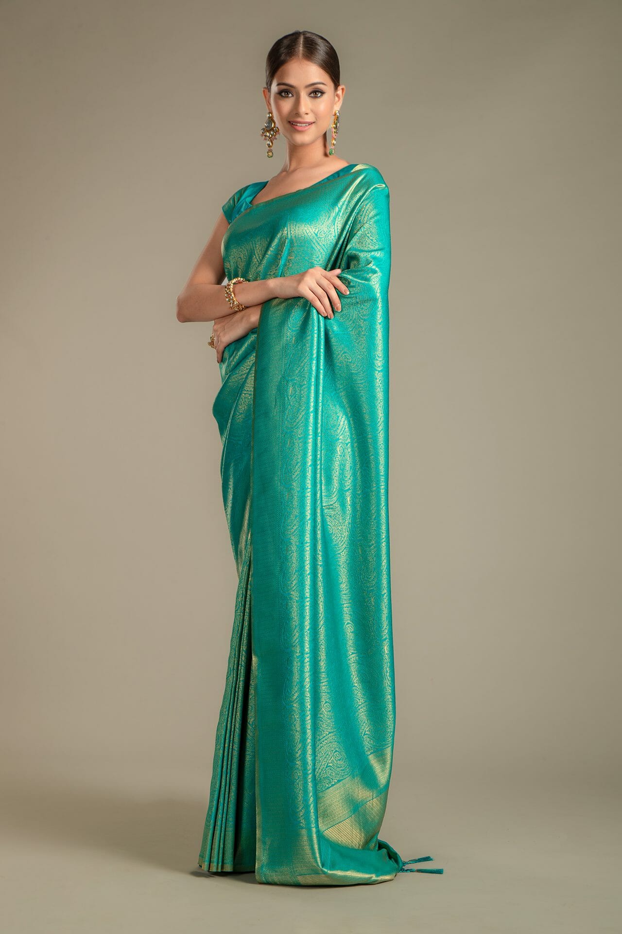 Turquoise Color Silk Saree.