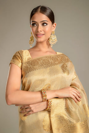 Golden Colour Tissue Silk Saree