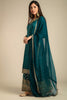 Teal Green Colour Embroidered Silk Suit
