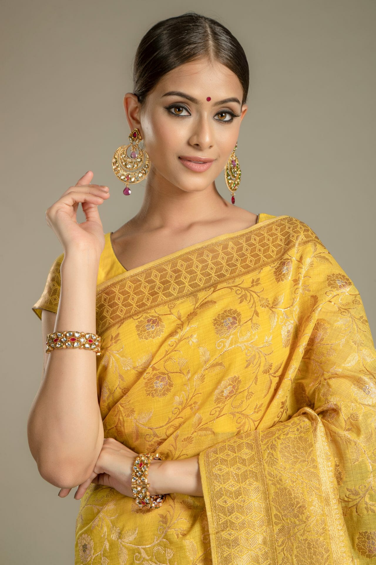 Yellow Chanderi Silk Saree.