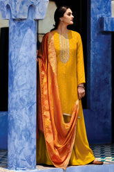 Mustard Color Silk Suit Material.