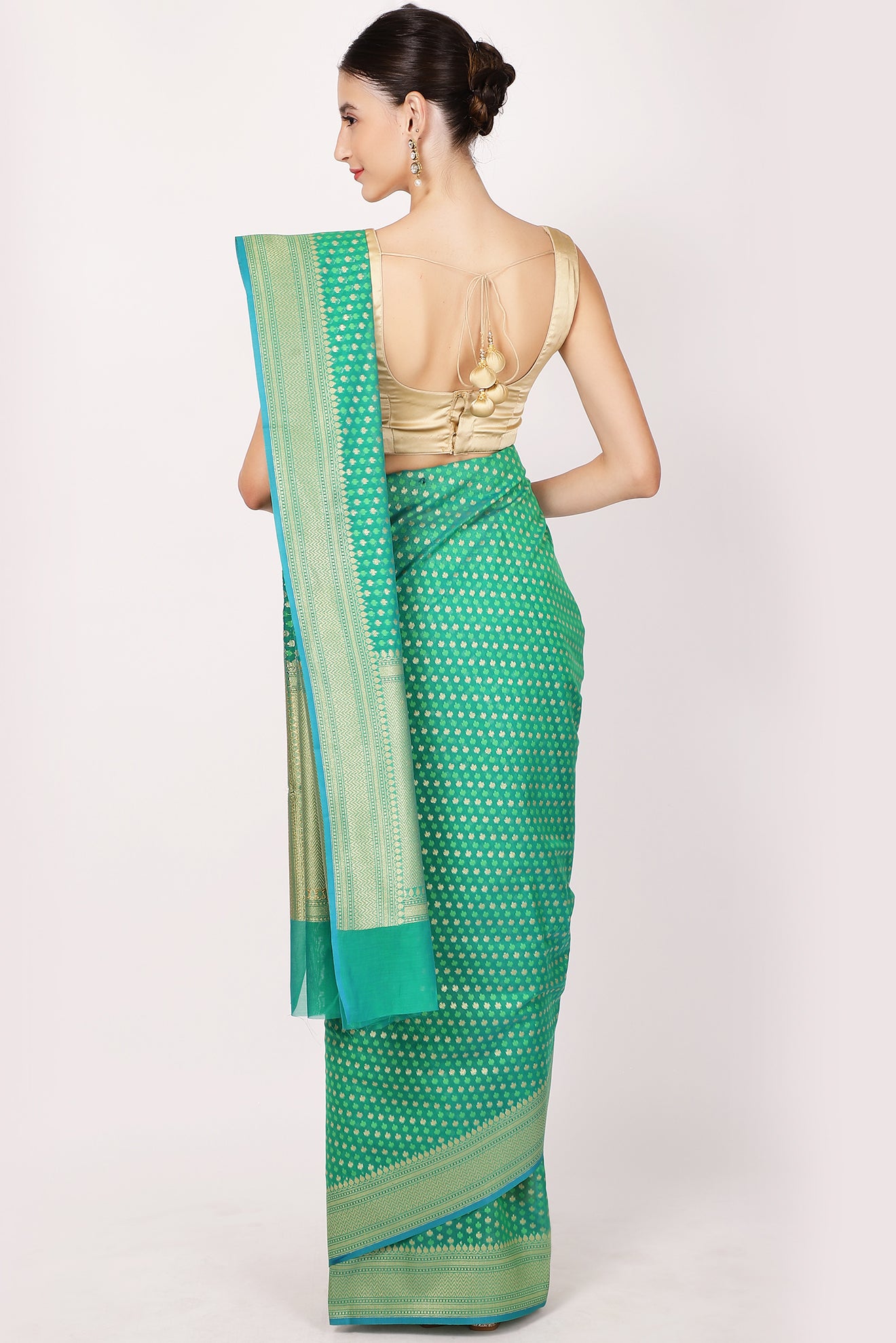 Green Colour Cotton Saree.