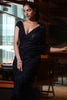 Navy Blue Color Georgette Embroidered Saree