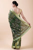 Green Color Digital Printed Tussar Silk Saree